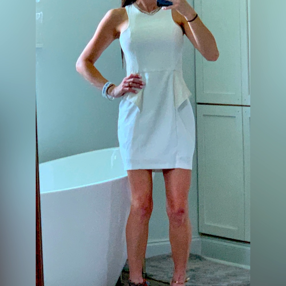 White and leather boss woman dress